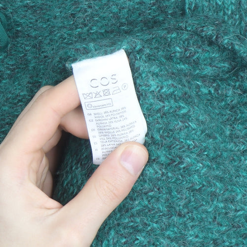 COS Womens Green Alpaca Wool Blend Chunky Knit V-Neck Cardigan Size S