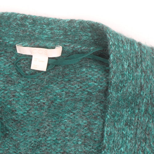 COS Womens Green Alpaca Wool Blend Chunky Knit V-Neck Cardigan Size S