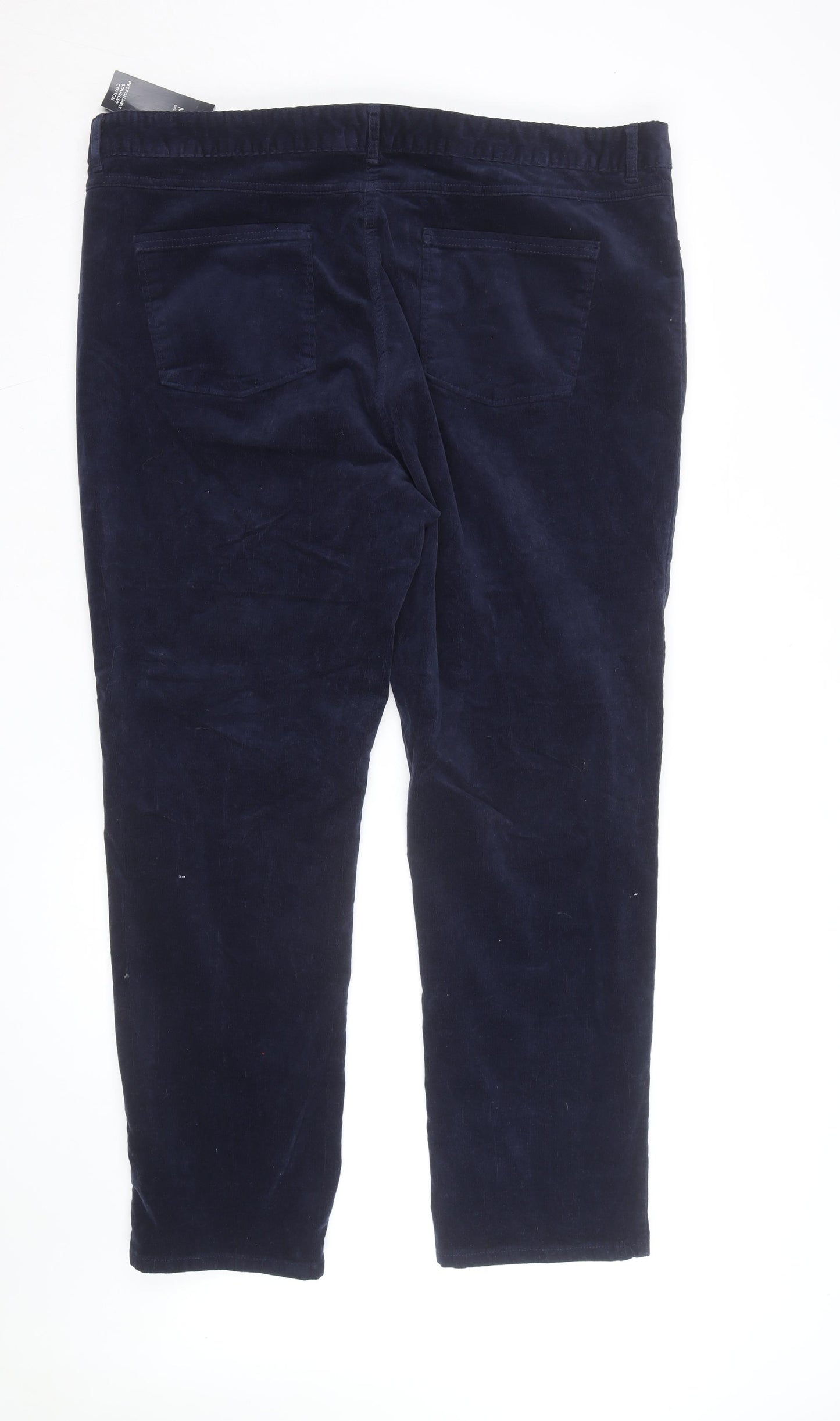 Marks and Spencer Womens Blue Corduroy Stretch Trousers Size 22