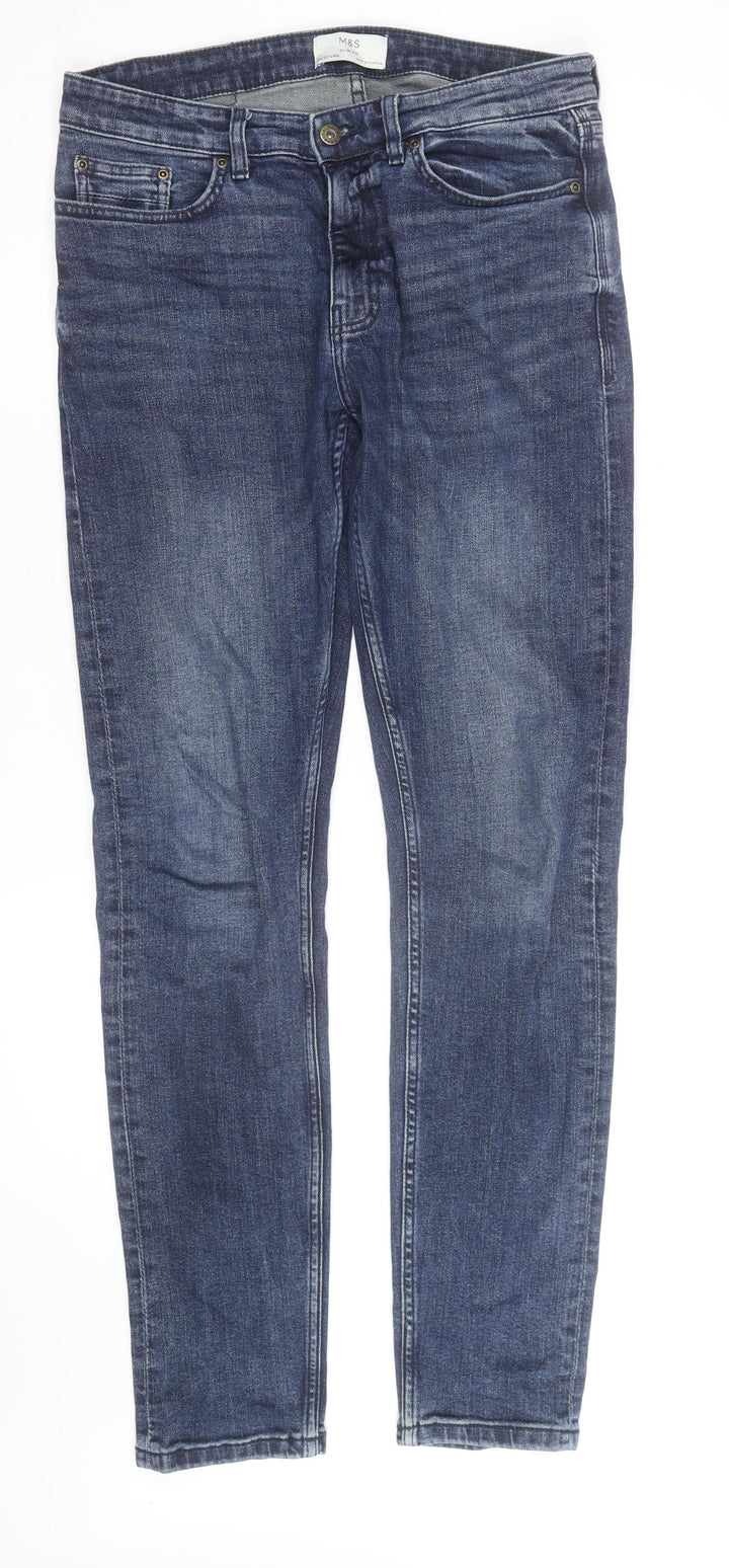 Marks and Spencer Women's Blue Size 12 Skinny Slim Fit Stretch Jeans