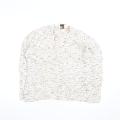 Mos Mosh Women's Beige Wool Alpaca V-Neck Knit Jumper Size M