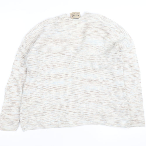 Mos Mosh Women's Beige Wool Alpaca V-Neck Knit Jumper Size M