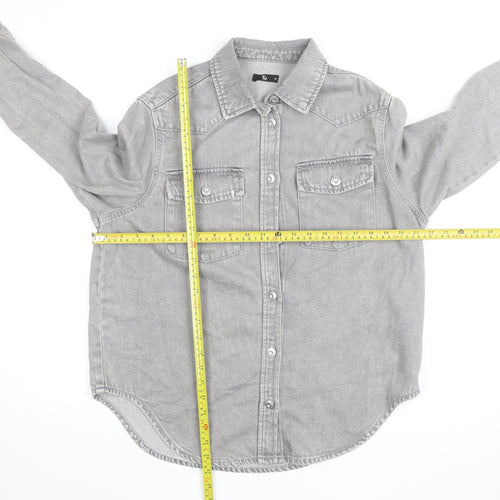Tu Women Grey Denim Shirt Jacket Size 10 Button Casual