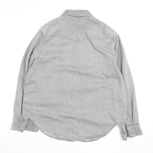 Tu Women Grey Denim Shirt Jacket Size 10 Button Casual