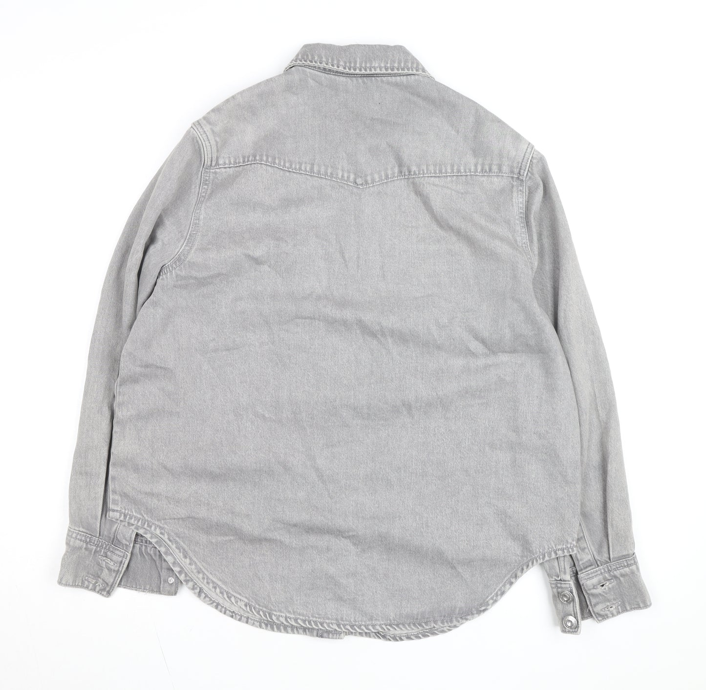 Tu Women Grey Denim Shirt Jacket Size 10 Button Casual