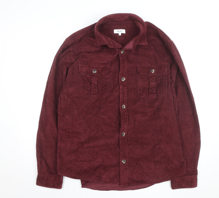 Next Men’s Red Corduroy Button Jacket XL Casual Cotton Blend