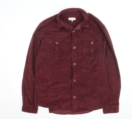 Next Men’s Red Corduroy Button Jacket XL Casual Cotton Blend