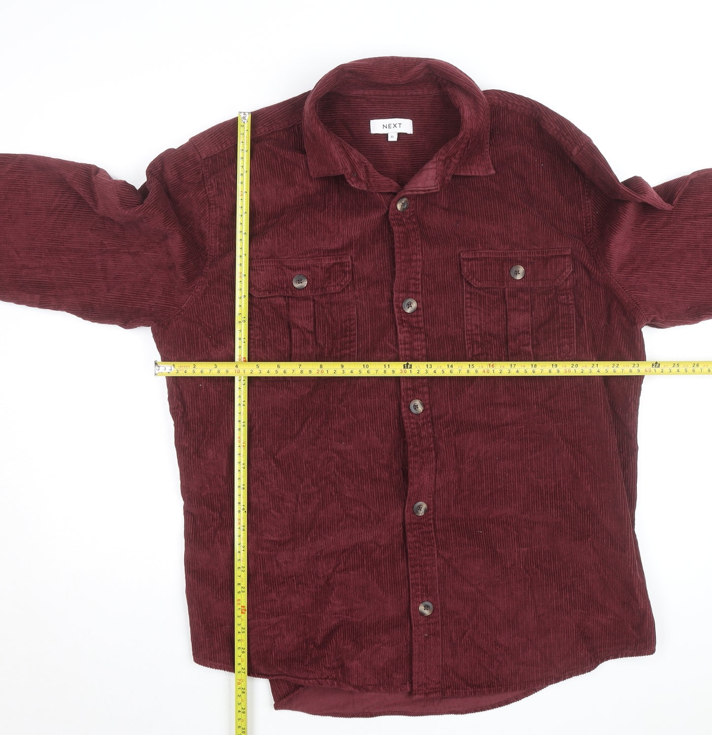 Next Men’s Red Corduroy Button Jacket XL Casual Cotton Blend