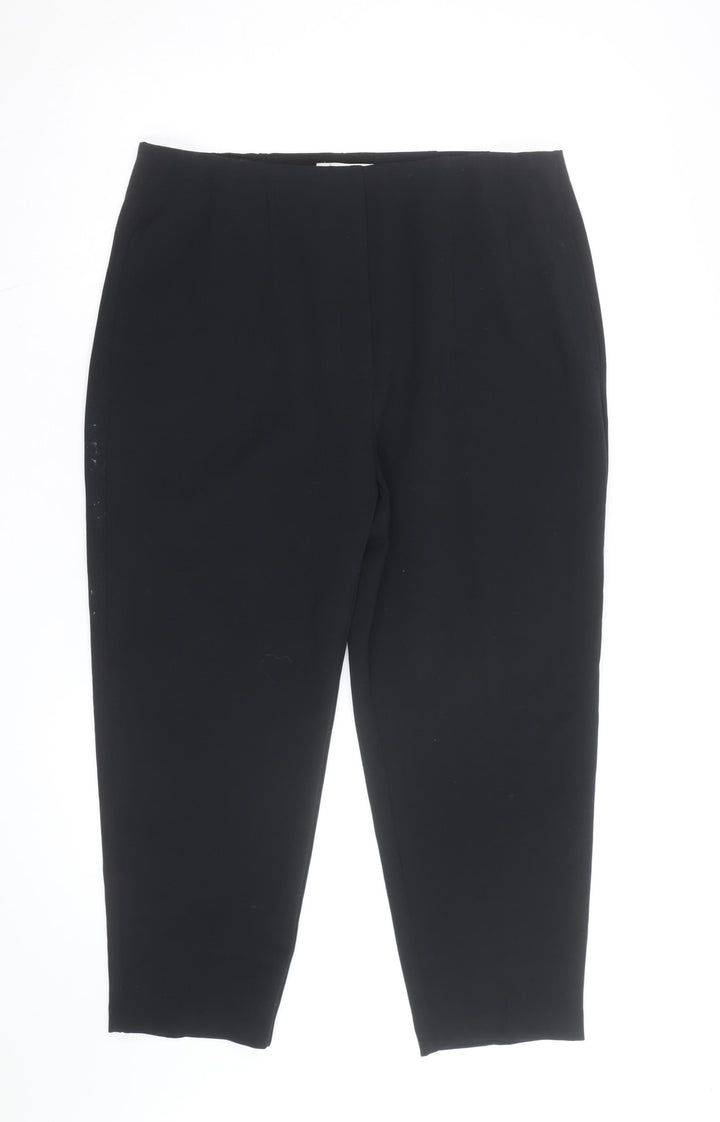 Marks and Spencer Women's Black Cropped Slim Tapered Trousers Size 12