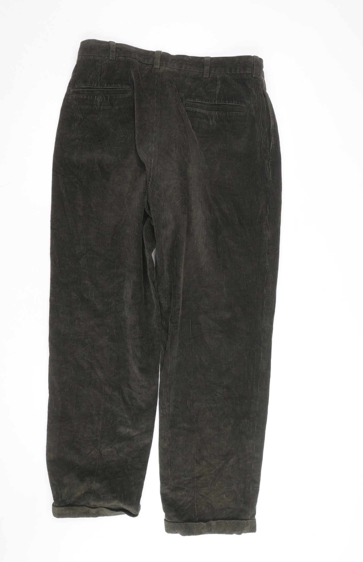Brooks Brothers Men's Brown Corduroy Pleated Trousers 34W 32L Regular Fit