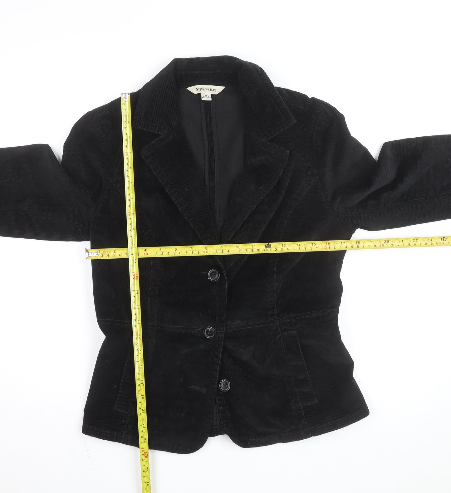 St John's Bay Men's Black Corduroy Blazer Jacket Size M