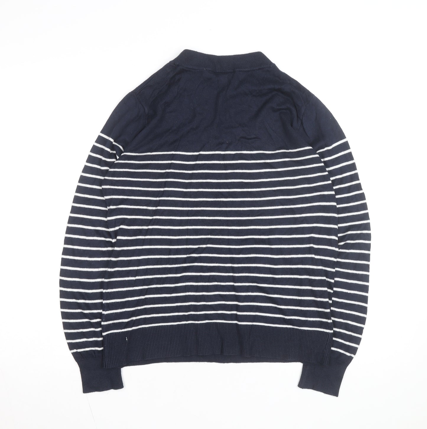 NEXT Men's Blue Striped Cotton Crew Neck Jumper Size M