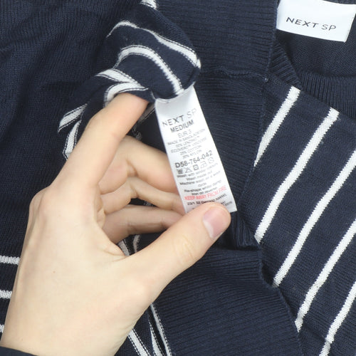 NEXT Men's Blue Striped Cotton Crew Neck Jumper Size M