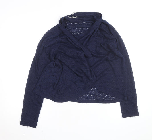 OVS Women Navy Blue Open-Knit Long Sleeve Wrap Cardigan Size M