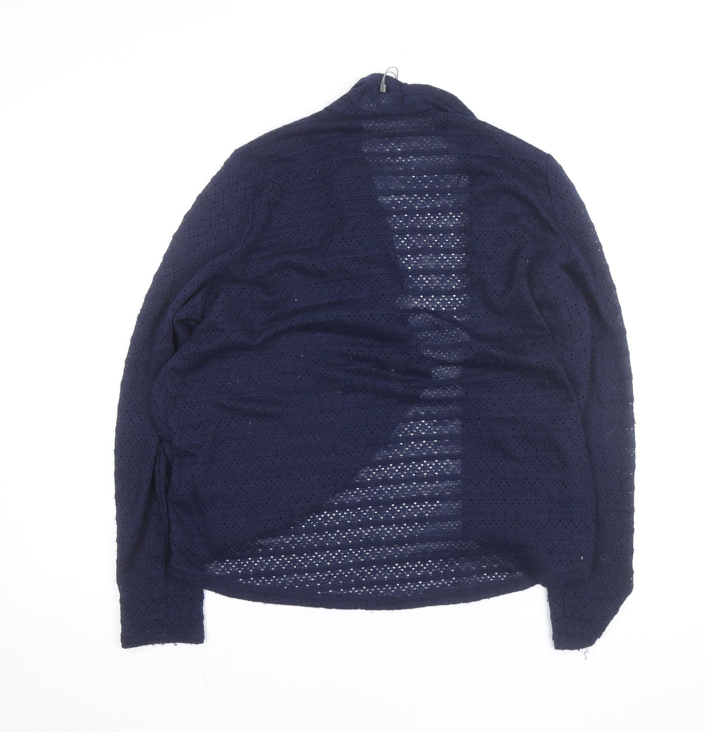 OVS Women Navy Blue Open-Knit Long Sleeve Wrap Cardigan Size M