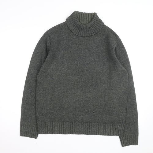 Marks and Spencer Men's Grey Wool Roll Neck Jumper Medium