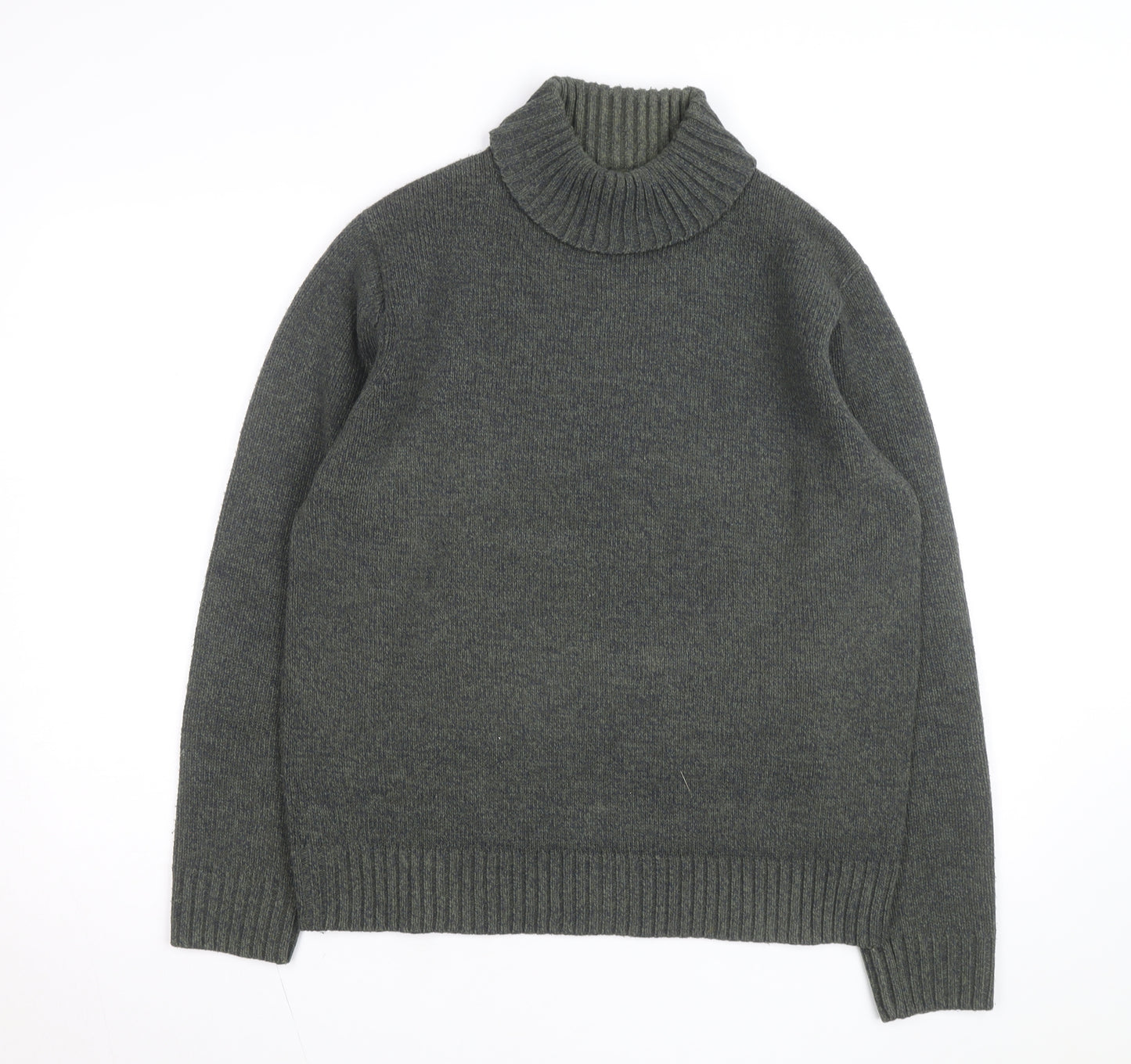 Marks and Spencer Men's Grey Wool Roll Neck Jumper Medium