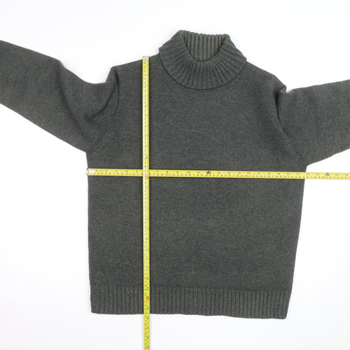 Marks and Spencer Men's Grey Wool Roll Neck Jumper Medium