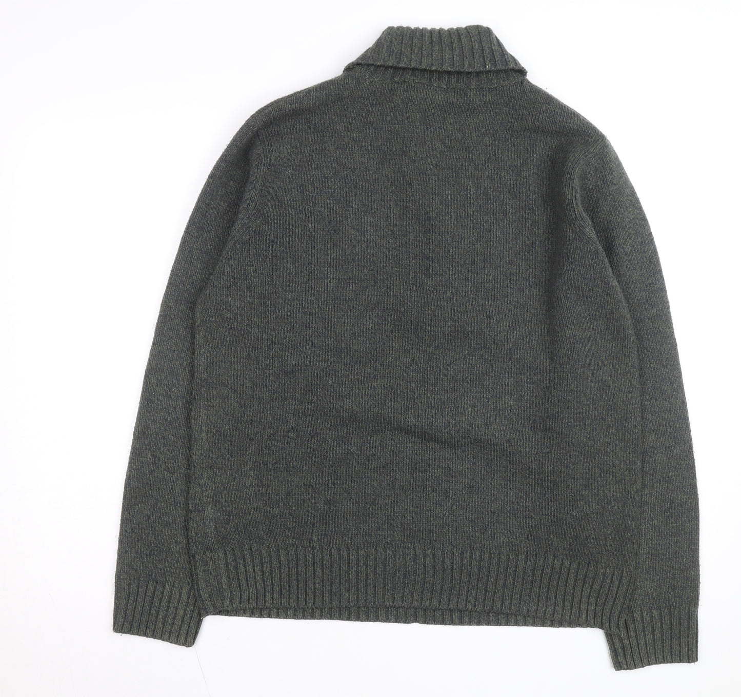 Marks and Spencer Men's Grey Wool Roll Neck Jumper Medium