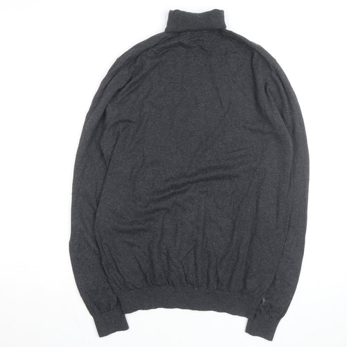 Massimo Dutti Womens Grey Roll Neck Cashmere Blend Long Sleeve Top Size M