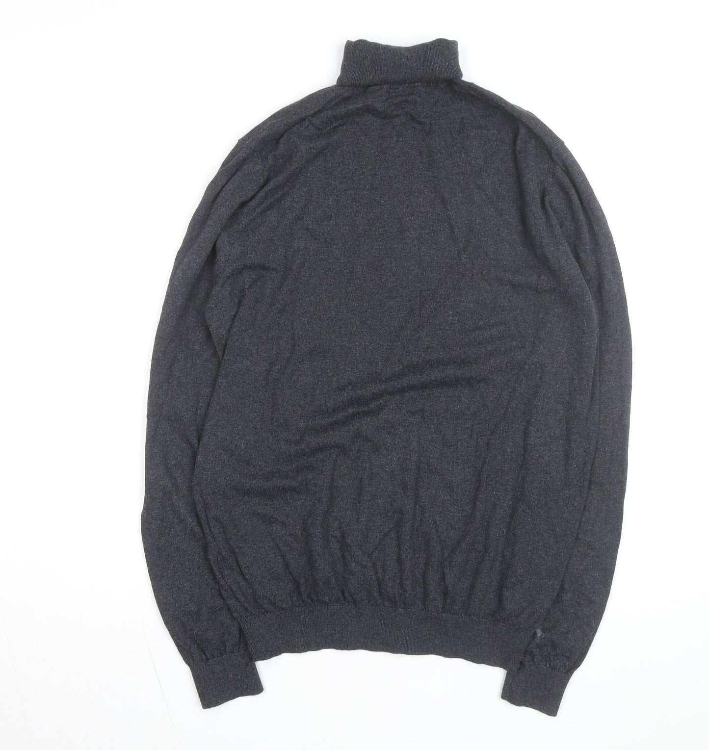 Massimo Dutti Womens Grey Roll Neck Cashmere Blend Long Sleeve Top Size M