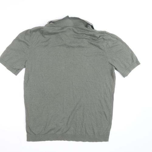 Arket Men’s Green Cotton Linen Short Sleeve Polo Shirt Size M