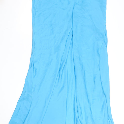 Ralph Lauren Women’s Blue Silk Long Wrap Skirt Size 10