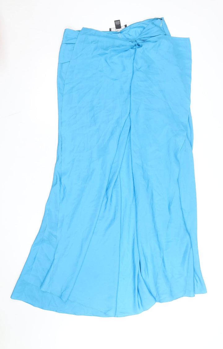 Ralph Lauren Women’s Blue Silk Long Wrap Skirt Size 10