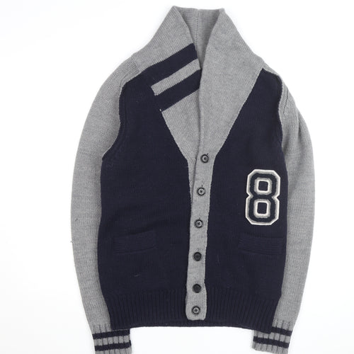Replay Men's Grey & Navy Wool Blend XL Shawl Collar Cardigan