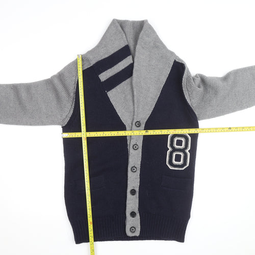 Replay Men's Grey & Navy Wool Blend XL Shawl Collar Cardigan