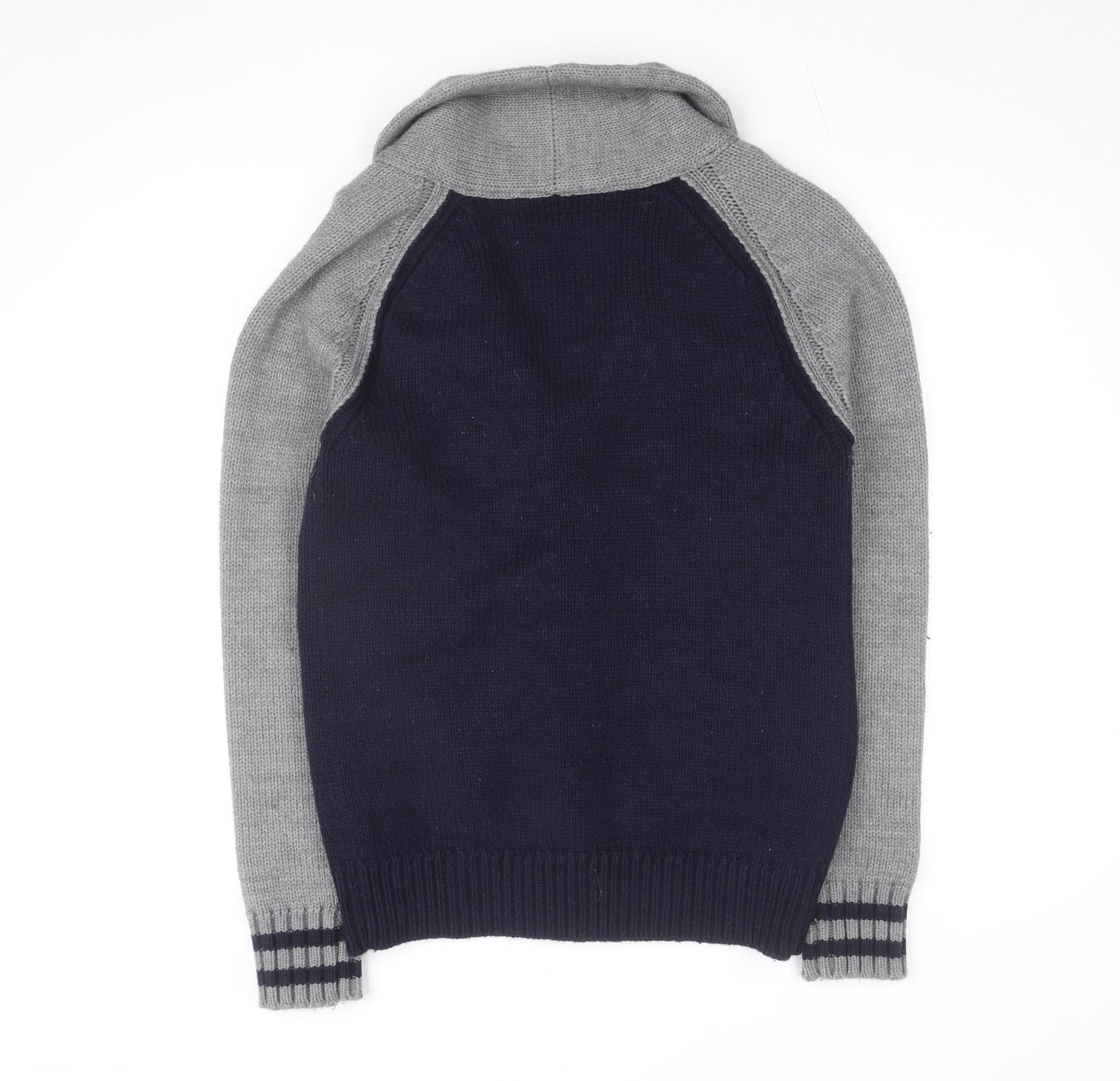 Replay Men's Grey & Navy Wool Blend XL Shawl Collar Cardigan