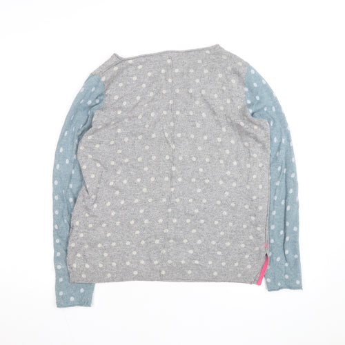 White Stuff Women's Grey Polka Dot Wool Blend Long Sleeve Top Size 12