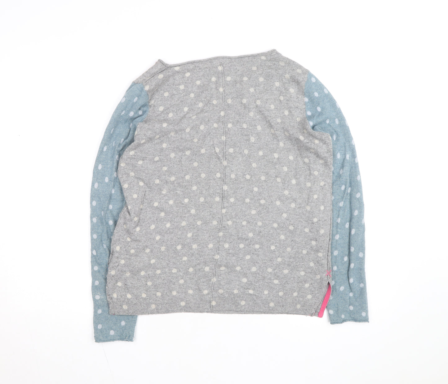 White Stuff Women's Grey Polka Dot Wool Blend Long Sleeve Top Size 12