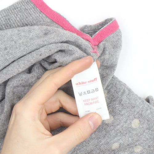 White Stuff Women's Grey Polka Dot Wool Blend Long Sleeve Top Size 12