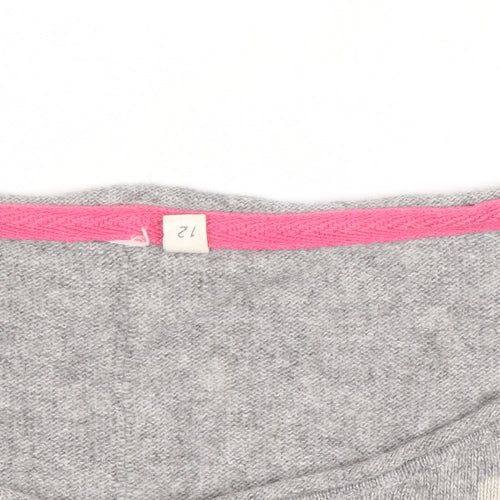 White Stuff Women's Grey Polka Dot Wool Blend Long Sleeve Top Size 12