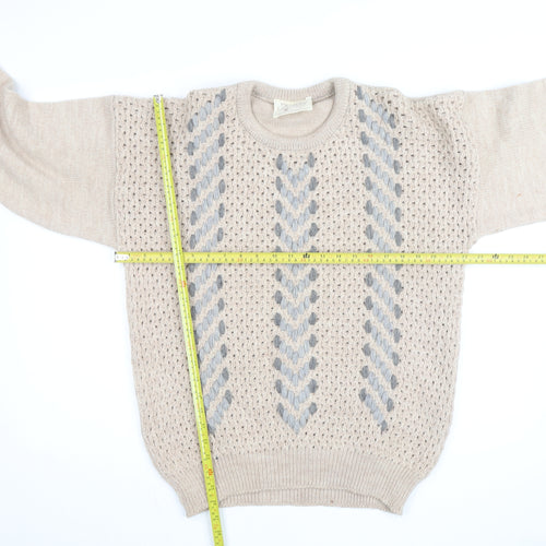 Welsh Country Knitwear Men's Beige Wool Chunky Pullover Jumper M