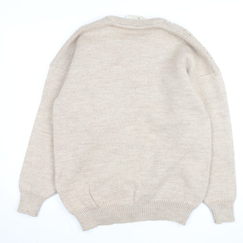 Welsh Country Knitwear Men's Beige Wool Chunky Pullover Jumper M