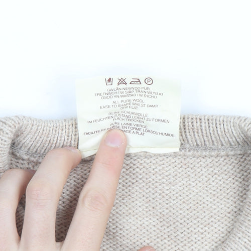 Welsh Country Knitwear Men's Beige Wool Chunky Pullover Jumper M