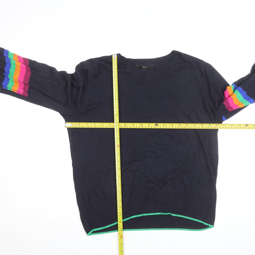 Next Women’s Blue Rainbow Stripe Crew Neck Cotton Jumper Size 16