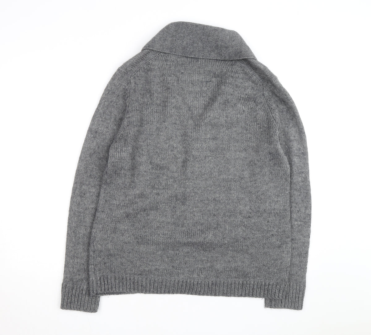 Zara Man Grey Wool Blend Collared Knit Cardigan XL Men's