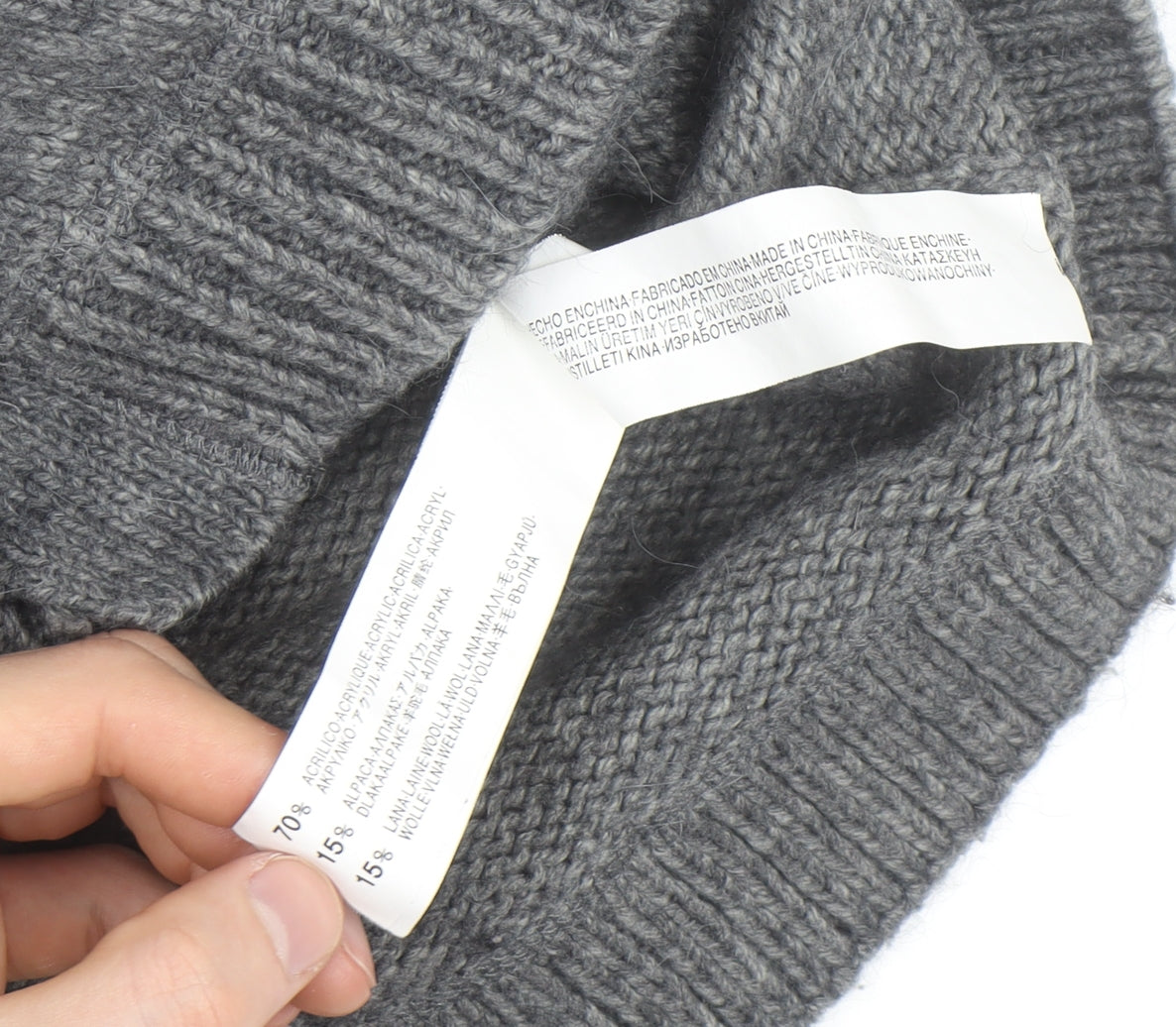 Zara Man Grey Wool Blend Collared Knit Cardigan XL Men's
