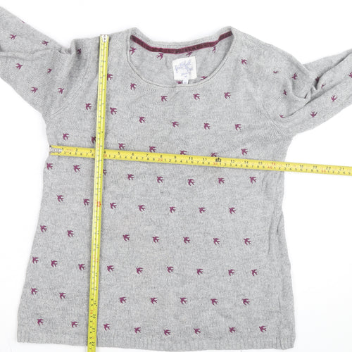 Mantaray Women’s Grey Bird Knit Jumper Size 12 Pullover