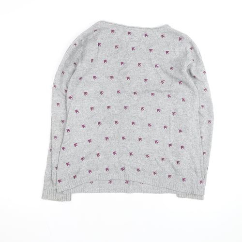 Mantaray Women’s Grey Bird Knit Jumper Size 12 Pullover