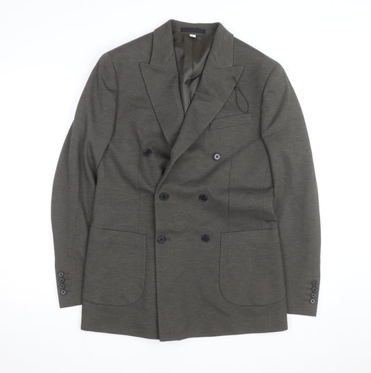Marks and Spencer Men's Green Wool Blend Regular Fit Blazer 38R