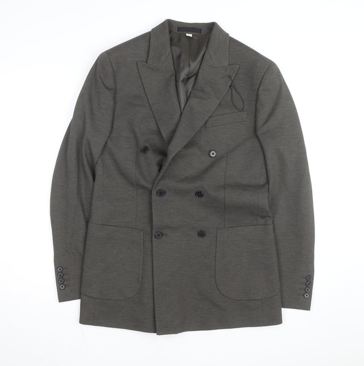 Marks and Spencer Men's Green Wool Blend Regular Fit Blazer 38R