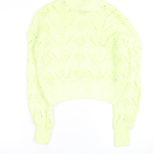 River Island Women’s Yellow Open-Knit Pullover Jumper Size S