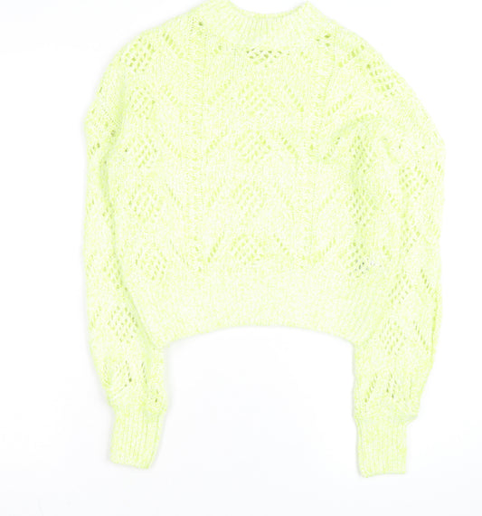 River Island Women’s Yellow Open-Knit Pullover Jumper Size S