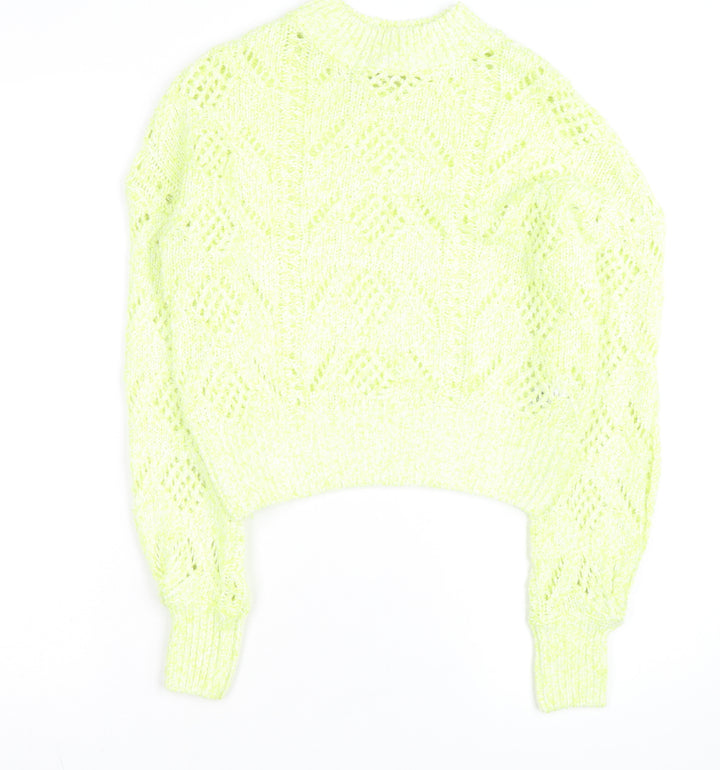 River Island Women’s Yellow Open-Knit Pullover Jumper Size S