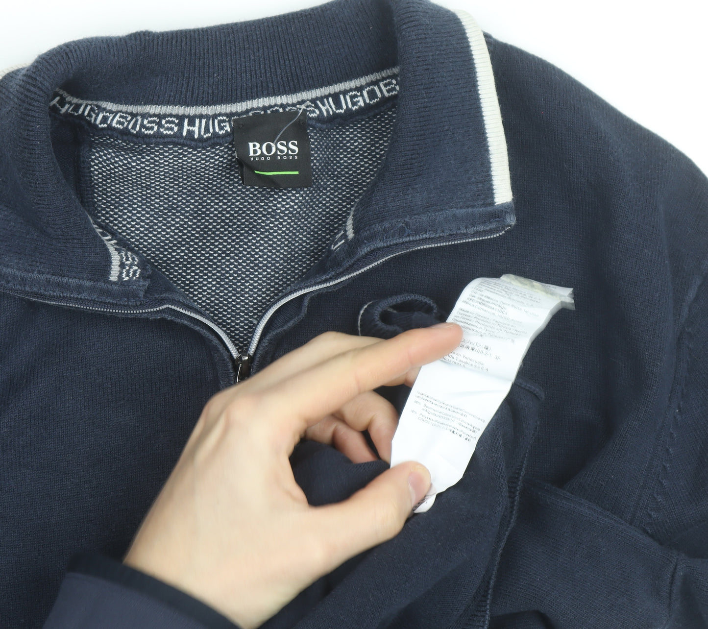 Hugo Boss Men's Blue Cotton 1/2 Zip Collared Jumper Size M