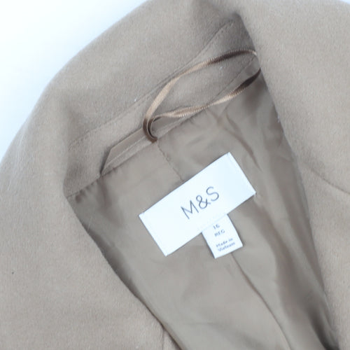 Marks and Spencer Women’s Beige Wool Blend Long Overcoat Size 16